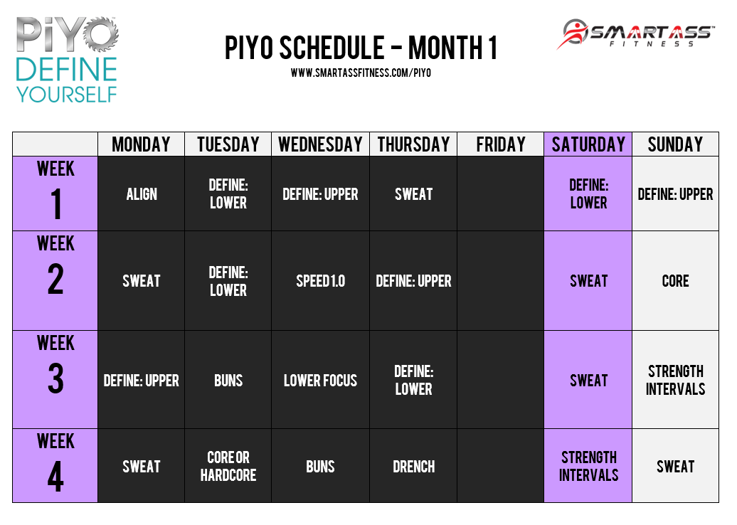 PiYo Workout Schedule